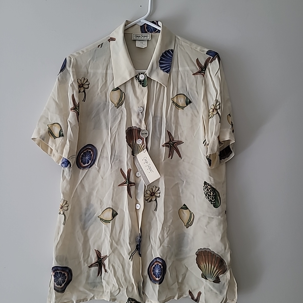 Gran Sasso Beige Seashell Pattern Blouse
